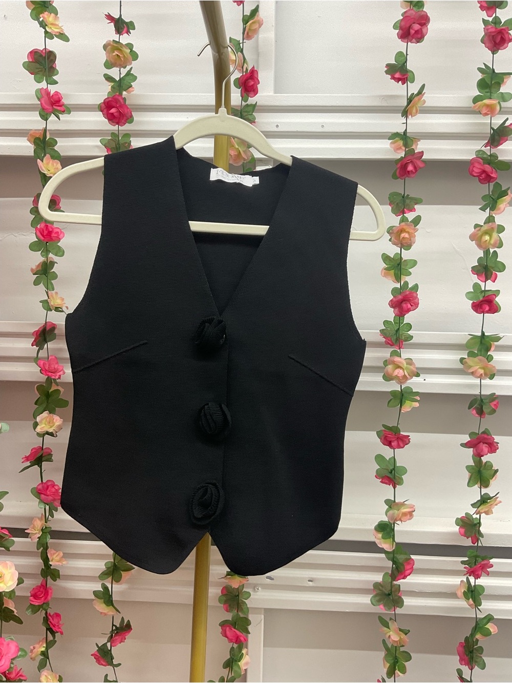 Classic Black Sleeveless Button Vest